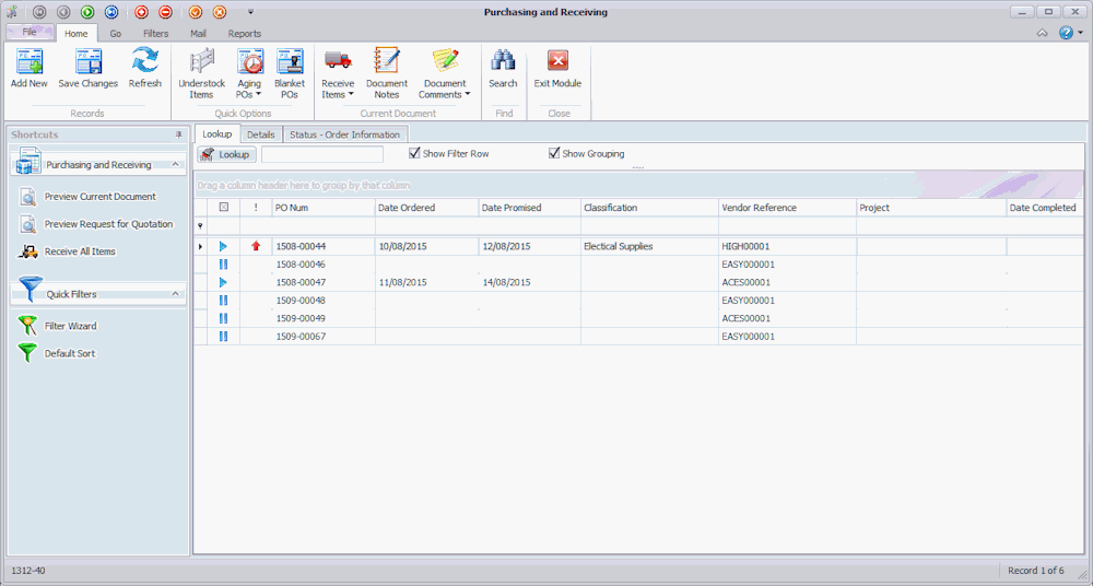 Purchasing and Receiving Module